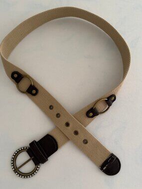 Canvas Cotton Western Boho Rhinestone Buckle Belt